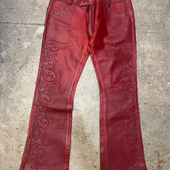 OOAK Custom Primal Stuff NYC Red GENUINE LEATHER Women's Pants 34